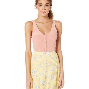 NEW Joie Island Sunset Peach Pink Caelen 100% Silk Sleeveless Curved Hem Tank M